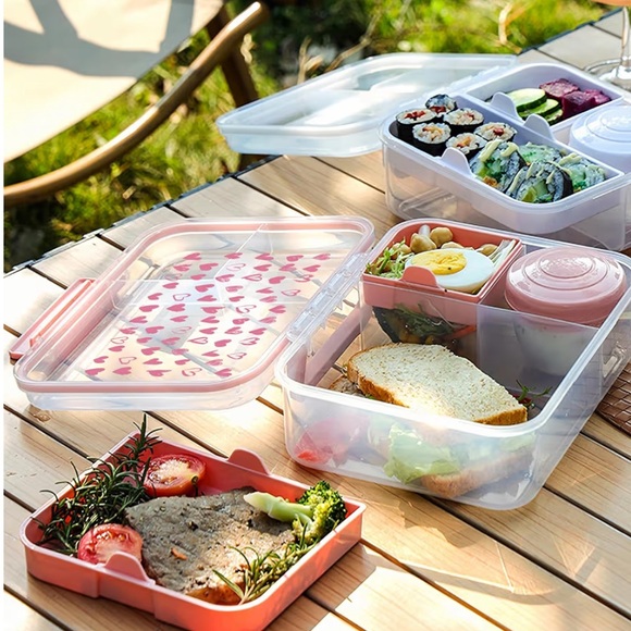 Pink Heart Patterned Storage Container with Lid - Picture 2 of 4